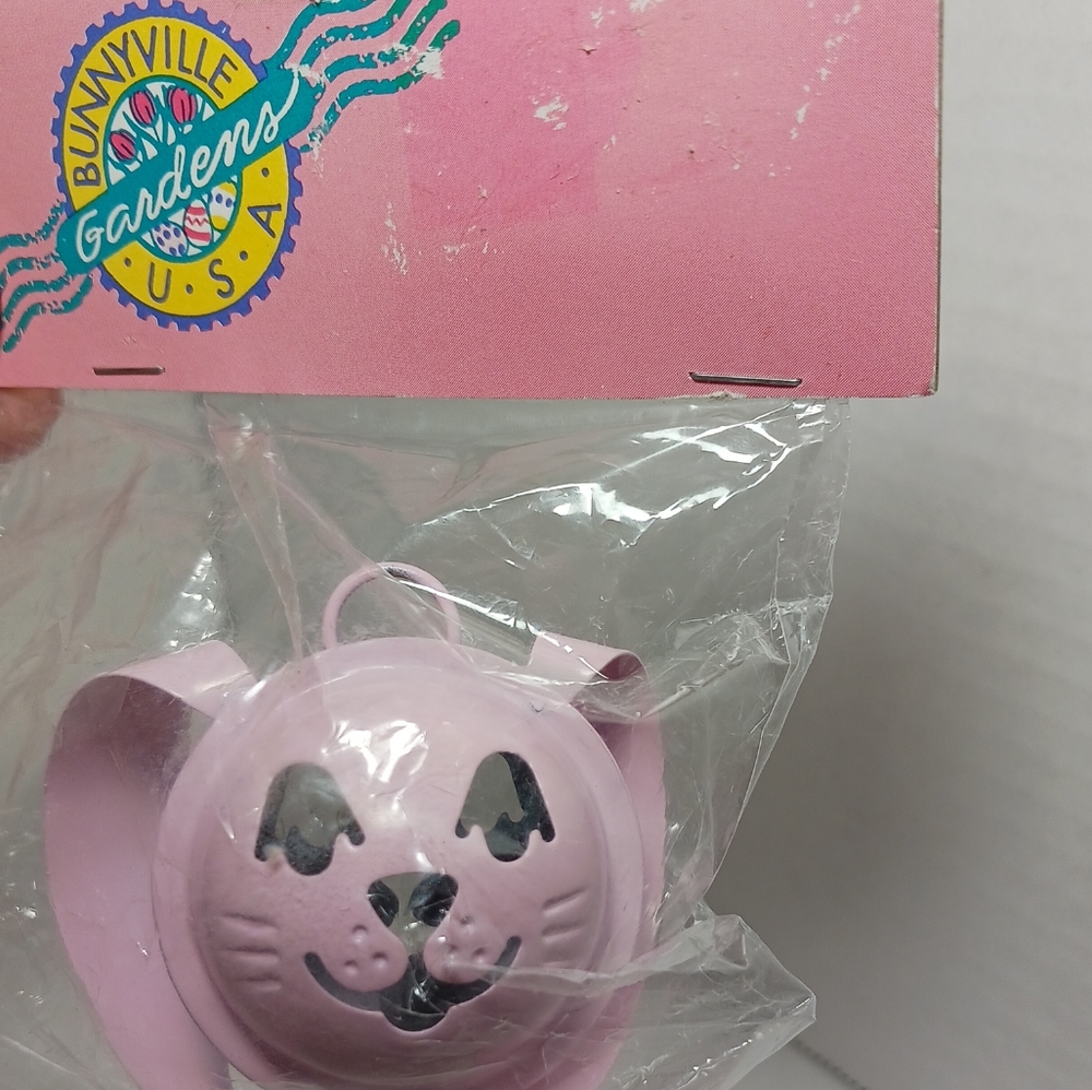 Bunnyville Gardens U.S.A. Pink Bunny Rattle  Easter Decor Crafts NOS Vintage